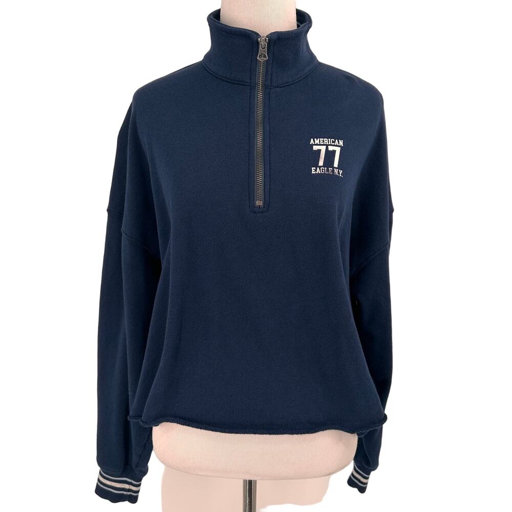 American Eagle Blue 77 1/2 Half Zip Pullover Sweatshirt Size Small